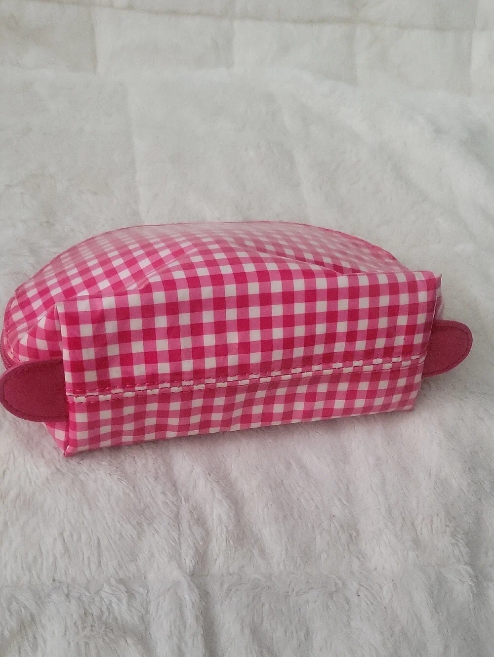 Pink Red-purple  Gingham Cosmetic Pouch Bag